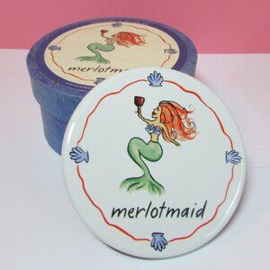set of 6 wine drink cocktail mermaid ceramic coasters Santa Barbara